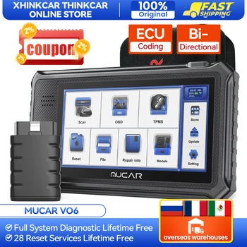 MUCAR VO6 OBD2 전문 자동차 스캐너, 전체 시스템 28 리셋, ECU 코딩 액션 테스트, 평생 무료 업데이트, 자동차 진단 도구