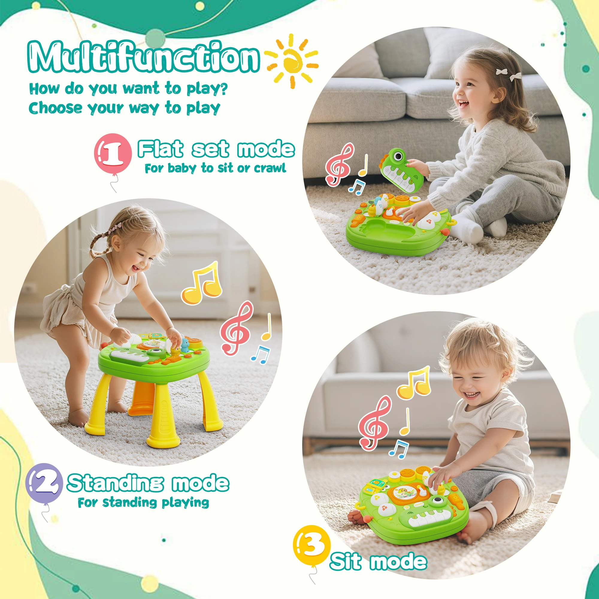 Interactive Musical Activity Table | Toddler Piano & Lights Toy - View 3