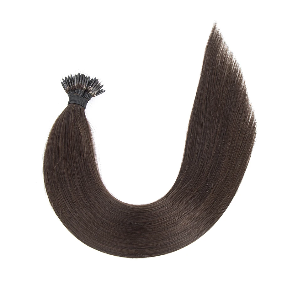 Nano Ring Human Hair Extensions Straight Remy Micro Beads Ring Hair Extension 0.5g/0.8g/1g/Strand 12-26Inch Natural Color 50Pcs human hair extensions