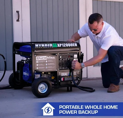 DuroMax XP12000EH Generator-12000 Watt Gas or Propane Powered Home Back Up & RV Ready, 50 State Approved Dual Fuel Electric Star