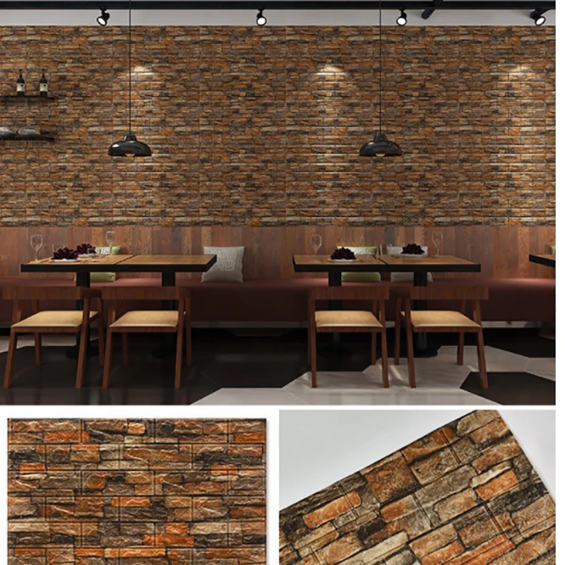 1pcs 35*30cm Wallpaper Brick 3d Wall Sticker Foam Self Adhesive