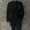 Black Luxury Men's Suits Elegant Slim Fit Male Blazer Peak Lapel Latest Three-Piece (Jacket+Pants+Vest) Terno Masculino Completo 1