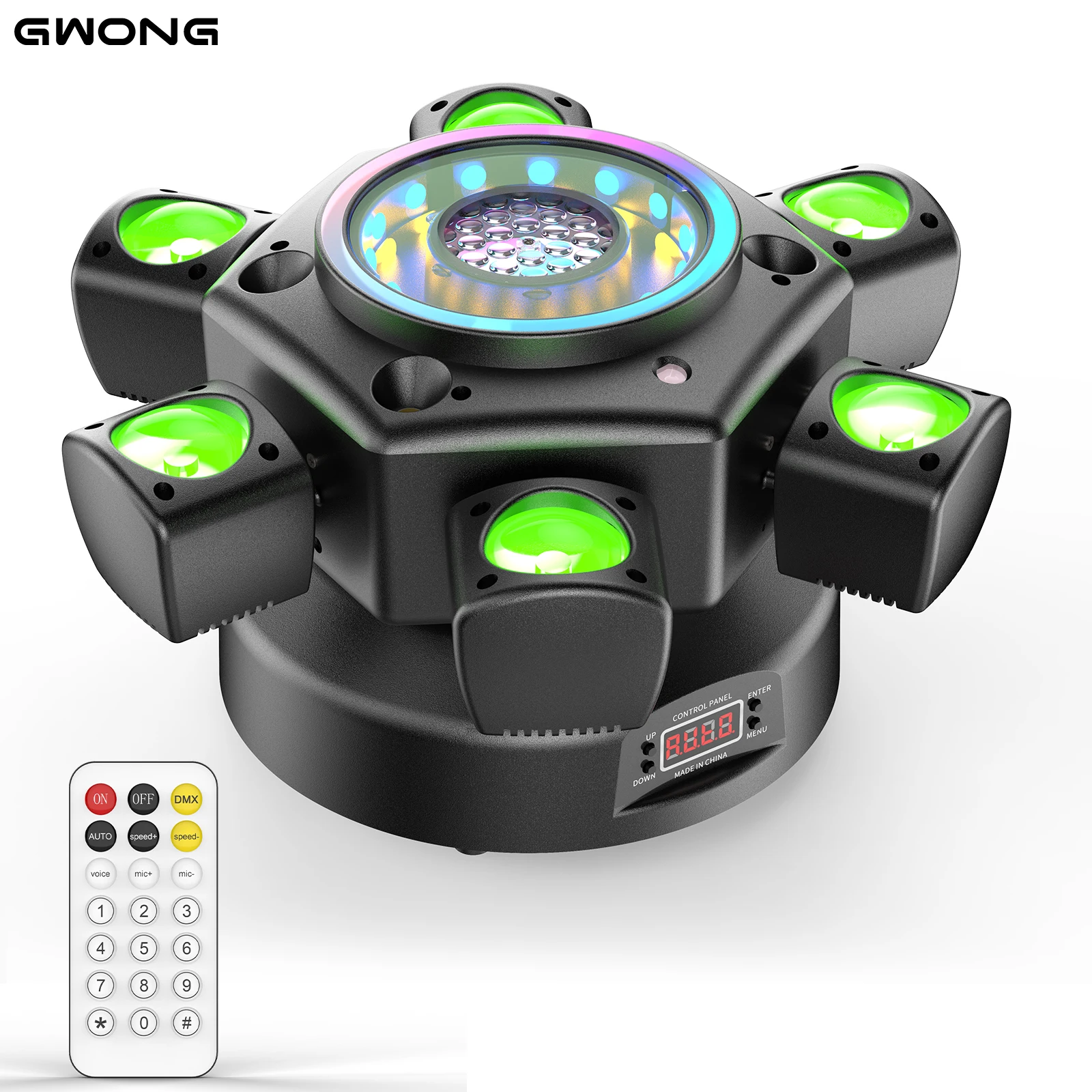 GWONG 150W 4-in-1 RGBW Moving Head Light with Beam RGB Halo DMX512 26CH Sound-activated Modes For DJ Show Concert Party KTV