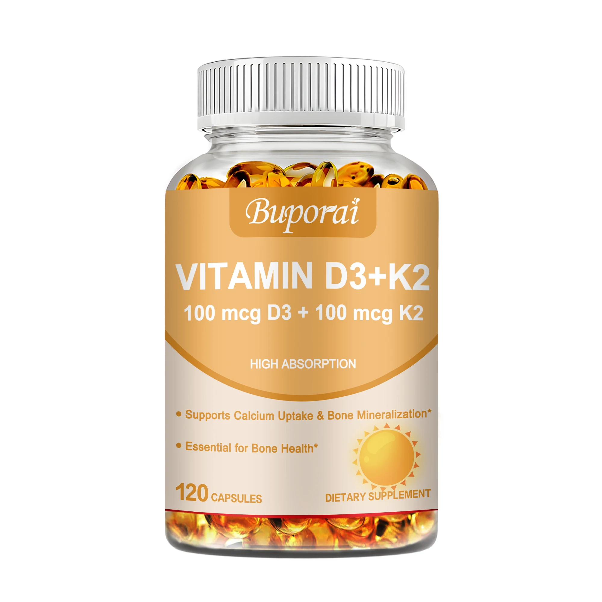 thumbnail image 1 of Vitamina D3 + K2: promueve la absorción de calcio para fortalecer los huesos, las articulaciones, la piel, el sistema inmunológico, la visión y la salud cardíaca - 120 s, 1 of 5