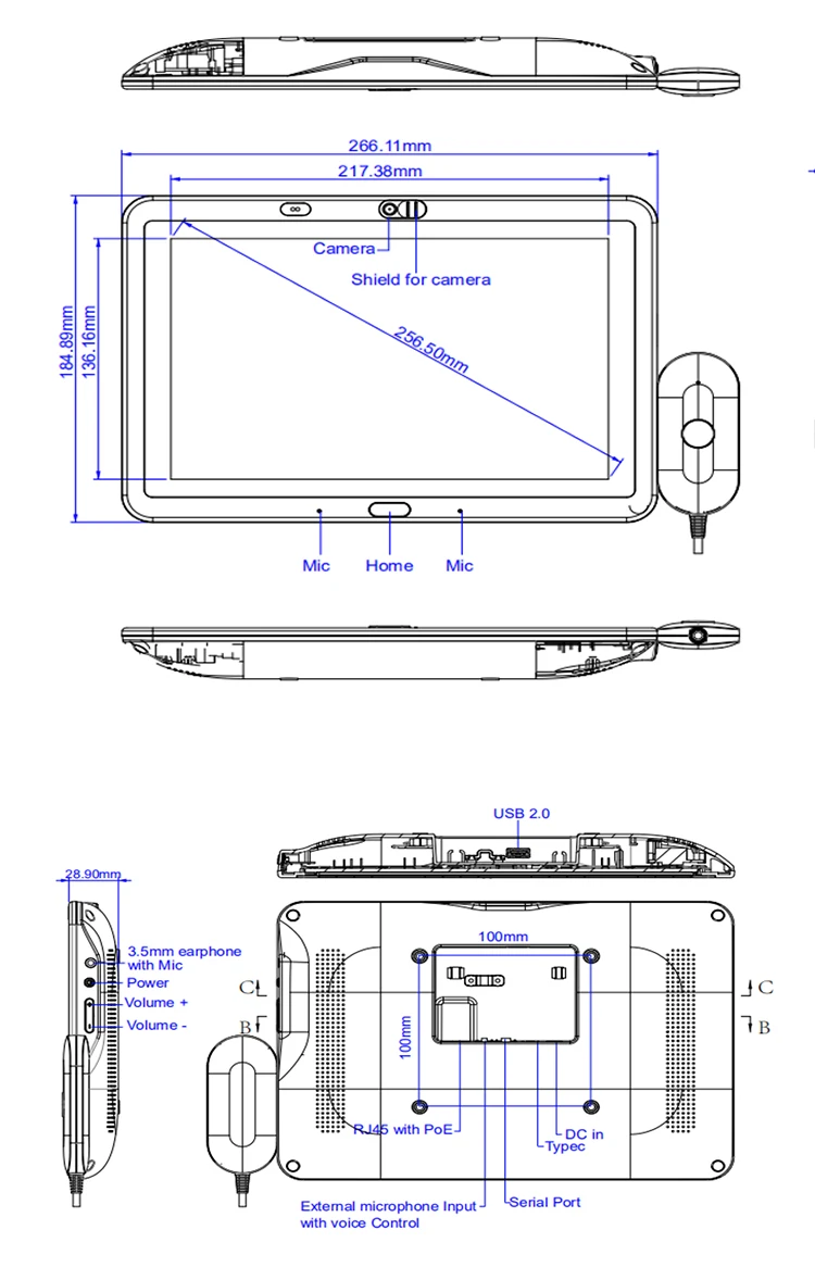 Enhance Healthcare Efficiency with 10 Inch Android 11 Medial Tablet PC: PoE, Privacy Camera, SOS, Echo Cancellation, VESA Mount for Bed Description Image.This Product Can Be Found With The Tag Names Computer Office, Desktops AIO, Mounted poe android tablet