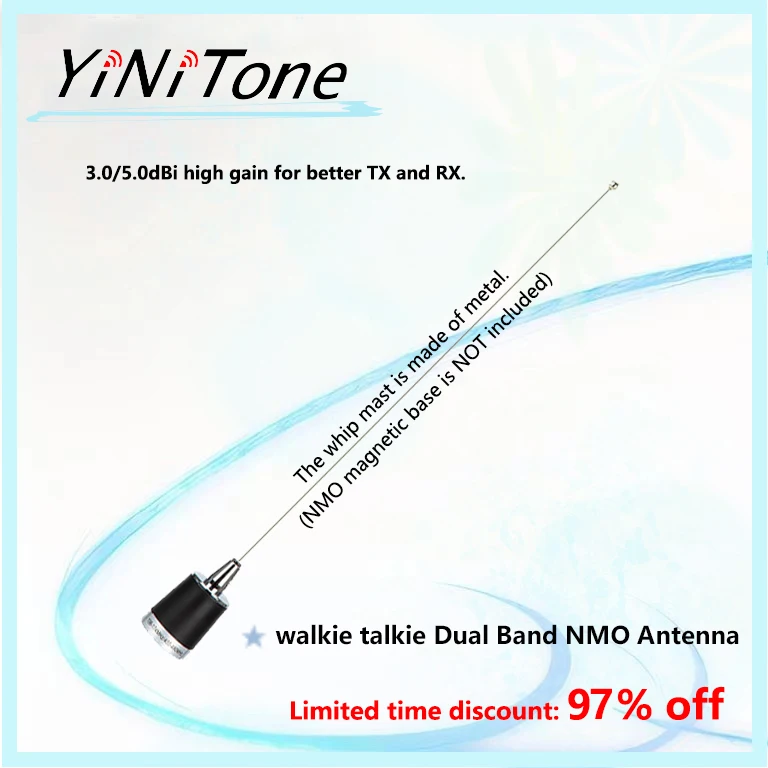 

NMO VHF UHF 144/430MHz Dual Band Car Radio Walkie Talkie Antenna 100W High Gain Car Mobile Ham