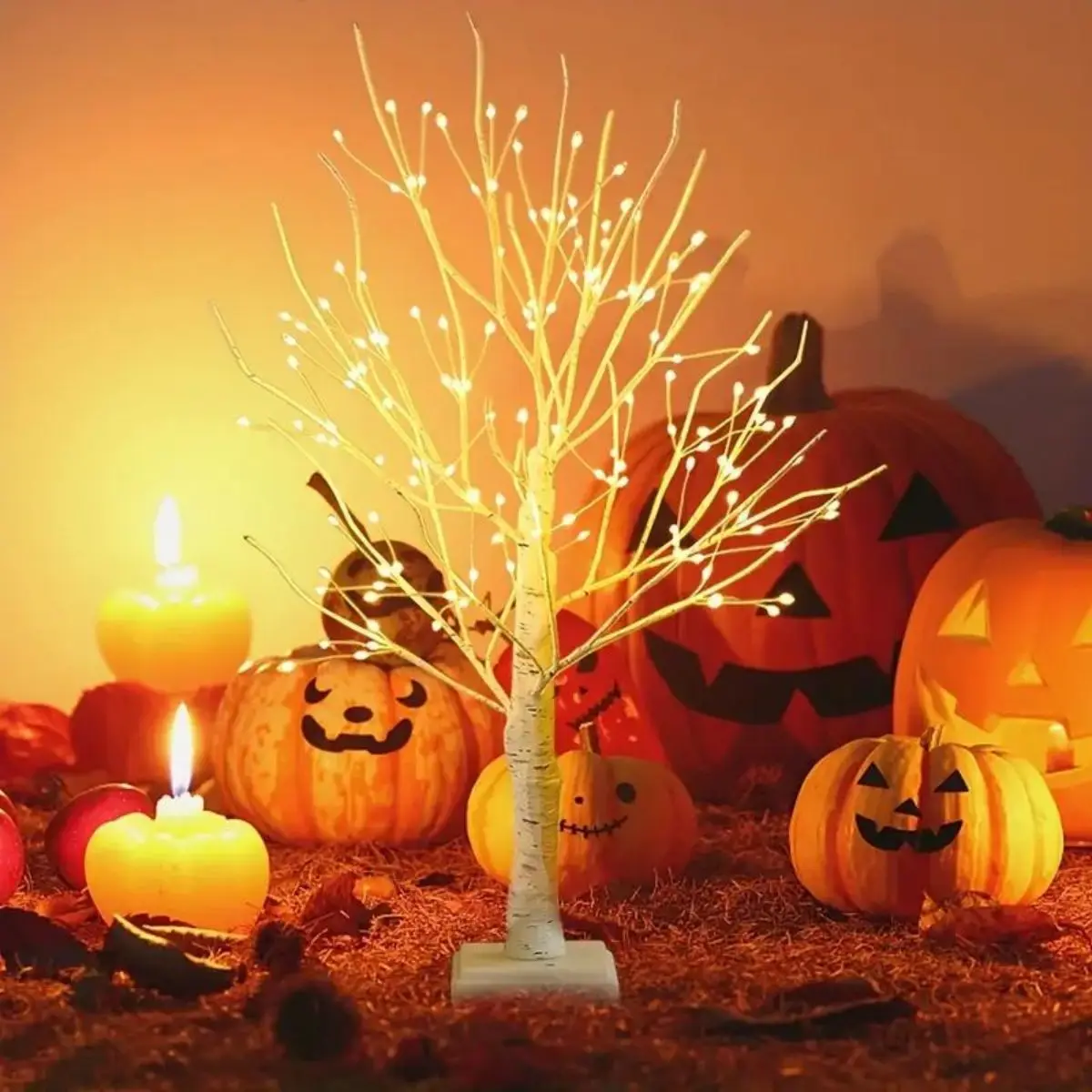 1pc 144 LED Birch Tree Lights, Warm White Light, USB And 3AA Battery Powered (Not Included), Holiday  Decorative Tree 4