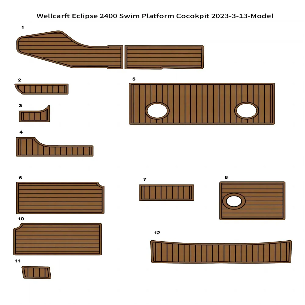 

1996 Wellcraft Eclipse 2400 Swim Platform Cockpit Mat Boat EVA Teak Flooring Pad