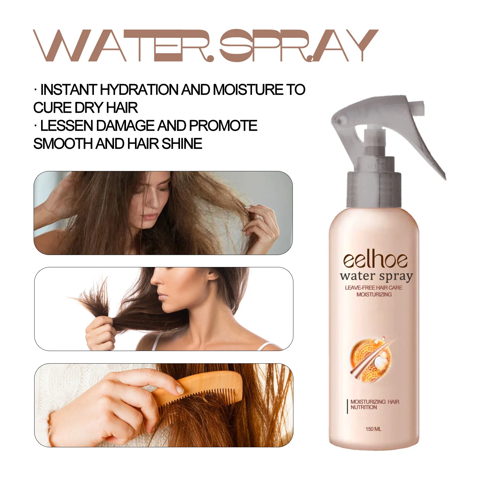 EELHOE Hair Repair Spray Essential Anti Frizz Spray Smoothing Hair Straighten Serum Scalp Treatment Nourishing 150ml