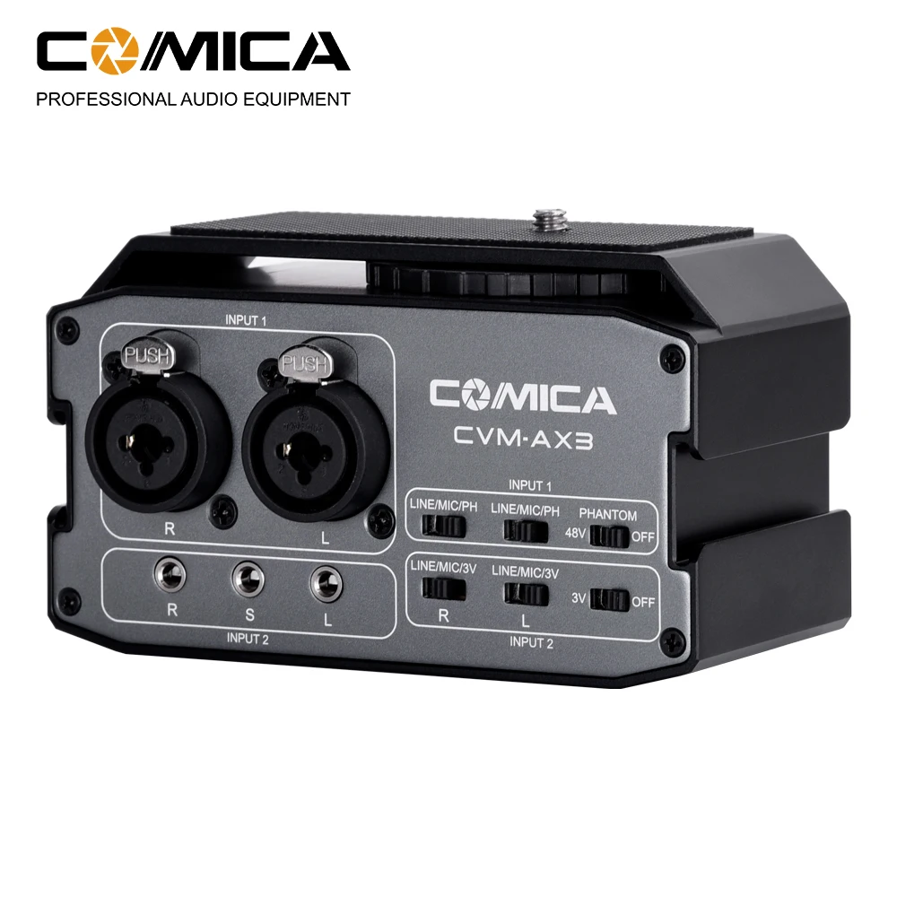 XLR Audio Mixer, COMICA CVM-AX3 Dual XLR/6.35mm/3.5mm Video Audio Mixer, Camera