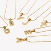 E.B.belle Delicated Waterproof Pearl Letter Necklace Minimalist Stainless Steel Thin Snake Chain Initial Necklace For Women