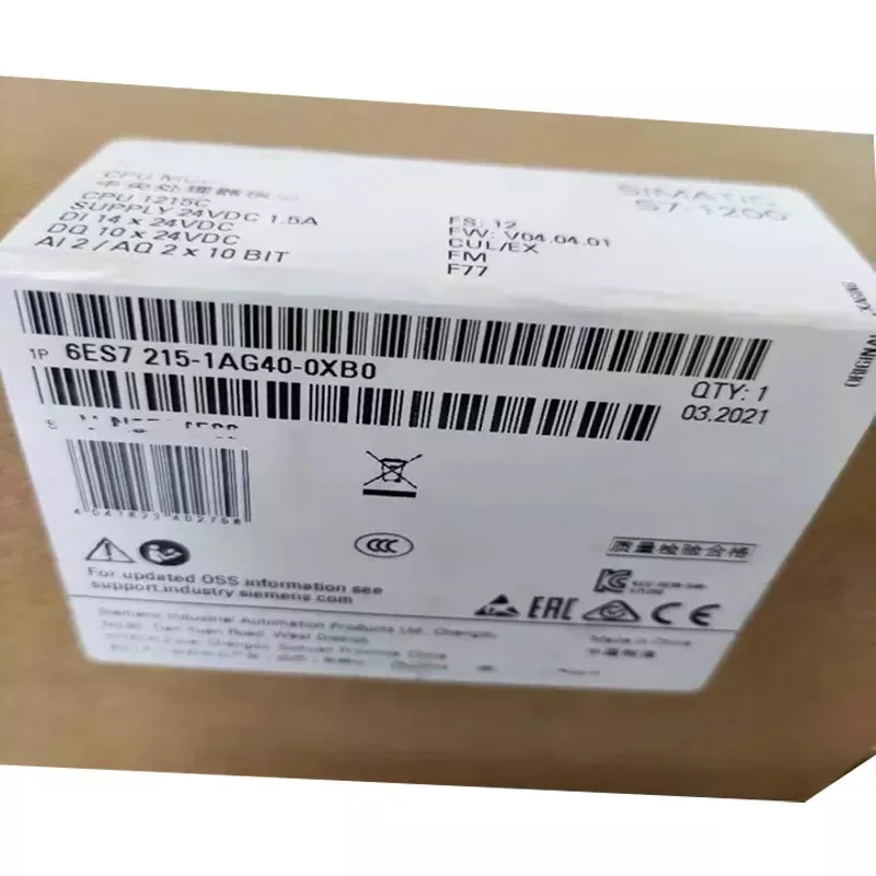 

Siemens PLC Module Controller 6ES7215-1AG40-0XB0 CPU 1215C 6ES72151AG400XB0 S7-1200 Brand New Original Genuine Products