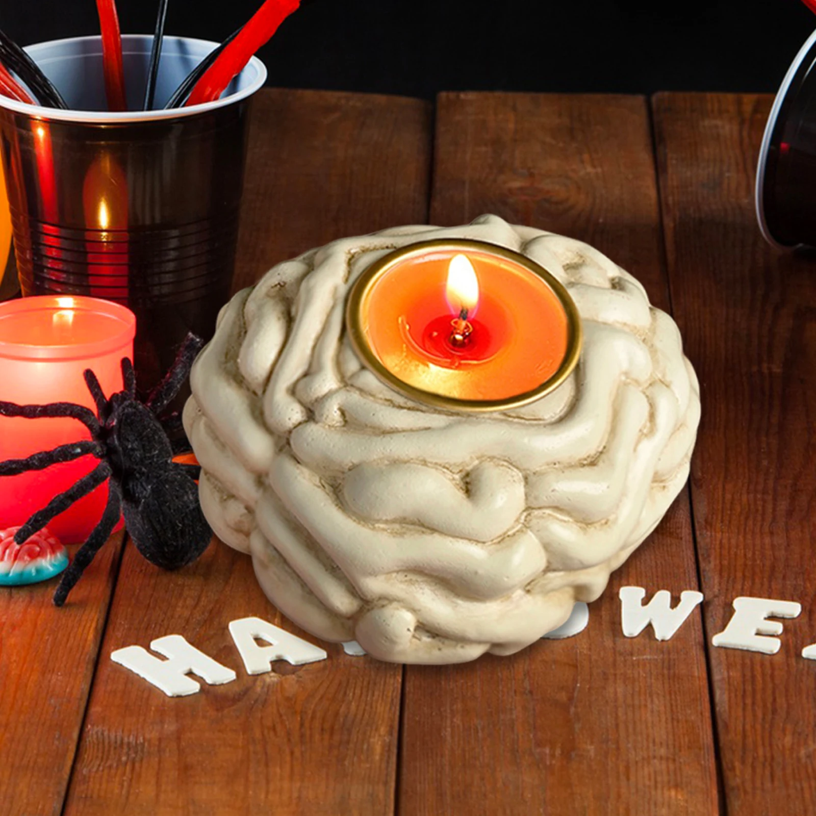 Set Di 4 Portacandele A Forma Di Teschio – Decorazioni In Resina Per Halloween, Casa Infestata, Scenografia - copertina