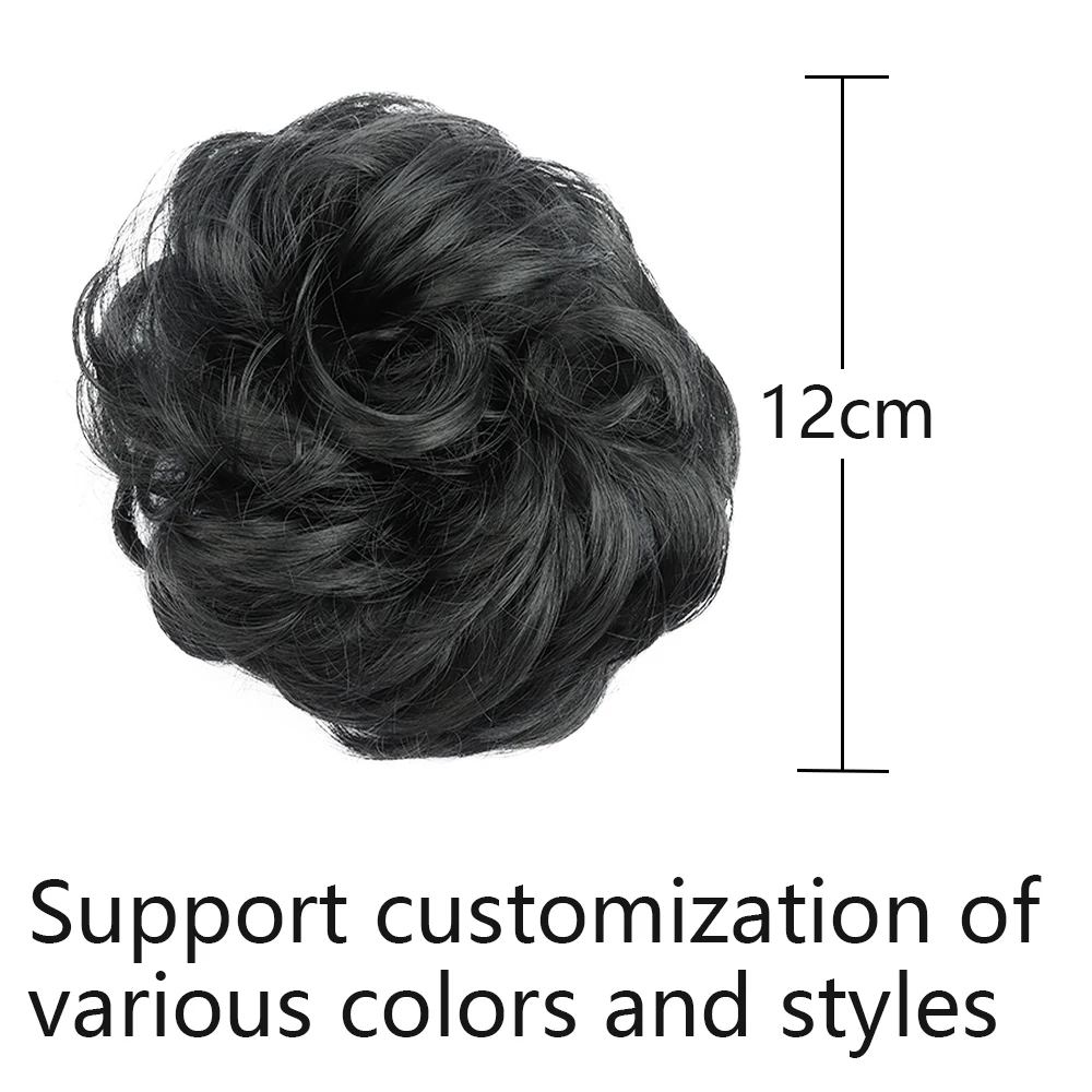 Hair Bun Extensions Synthetic Hair Bun Wig Donut Wavy Elastic Rubber Scrunchie Hair Pieces Ladies Extension Curly Wrap
