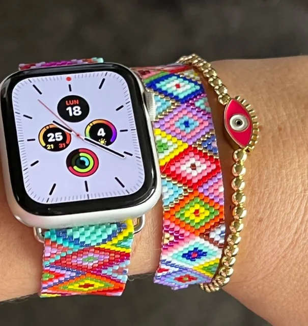 

Hot Selling New Design Luxury Miyuki Beads Apple Watch Band Fitness 38/40/42/44 mm Smart Strap for Apple Watch Band