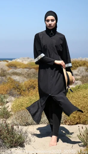 Islami Mayo Kadınlar Mütevazı Patchwork Başörtüsü Uzun Kollu Spor Mayo 3 Adet Islam Burkinis Kıyafeti Mayo