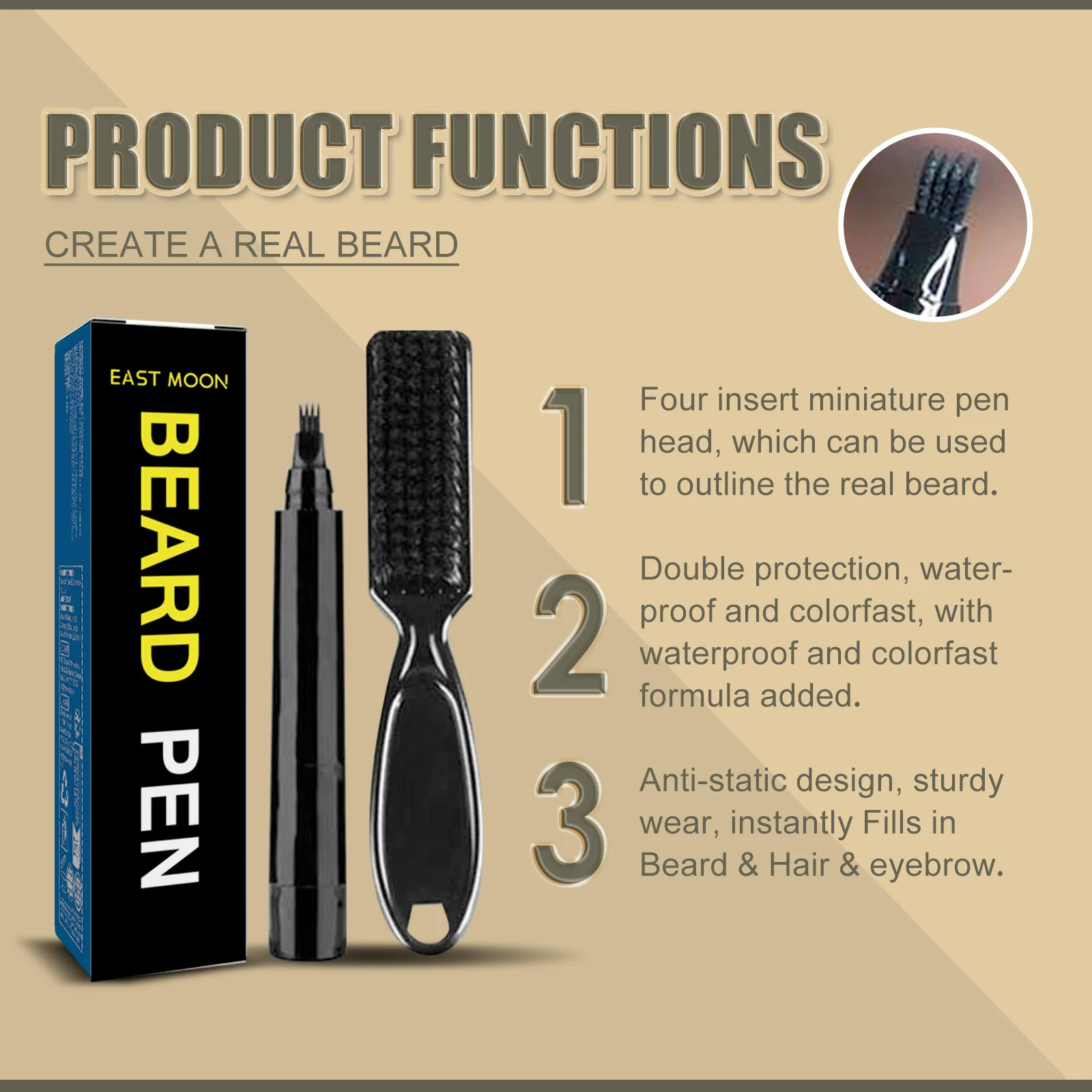 Waterproof Beard Filler Pen for Men