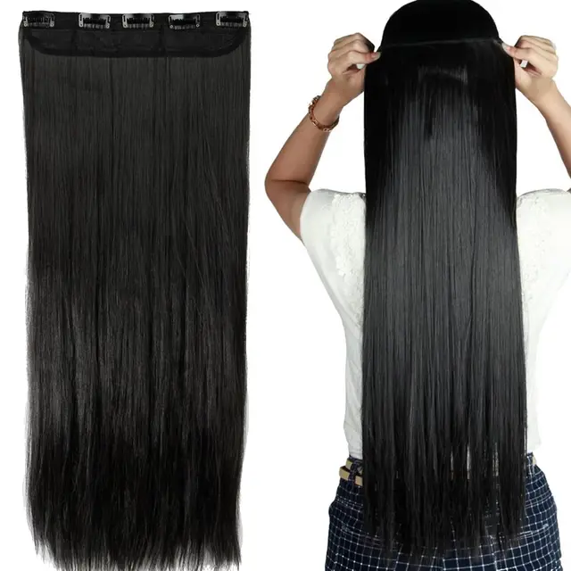100% Clips brésiliens en une seule pièce Extension de cheveux naturel droit Remy cheveux humains Invisible sans couture pince en droite une seule pièce 1