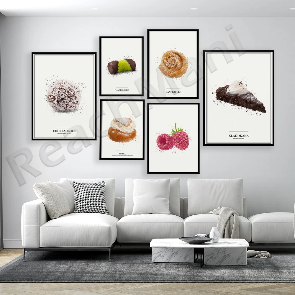 Torta Di Fango Svedese Stampa Di Pasticceria, Pasticceria In Rotolo, Pasticceria Brioche, Palline Di Cioccolato, Panini Alla Cannella, Poster Di Cibo 