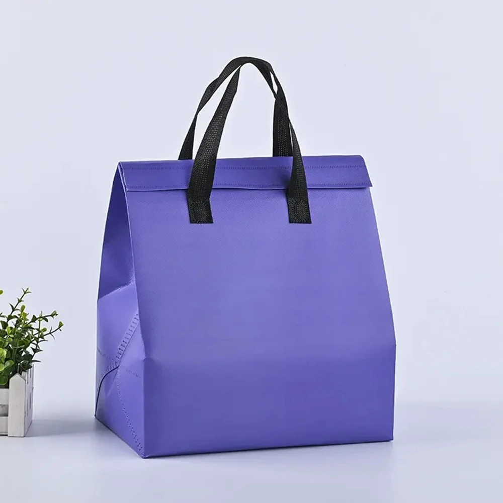 500 개/몫 테이크 아웃 점심 물고기 커피 피크닉 여행 프로 모션에 대 한 사용자 지정 인쇄 휴대용 비 짠 직물 절연 쿨러 가방