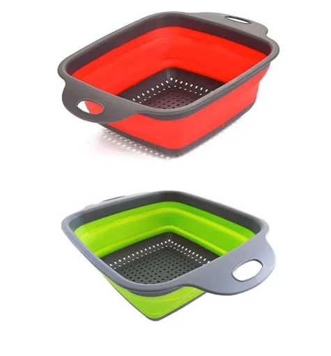 Quadrado - Escorredor de Silicone Retrátil Multiuso Massas Fruta Alimentos 2