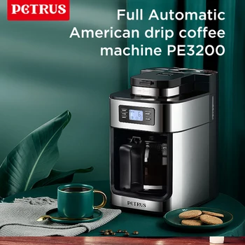 Petrus Automactic Coffee Machine Drip Coffee Maker Stainless Steel 10-cup With Built-In Grinder and Brew Strength Control 1