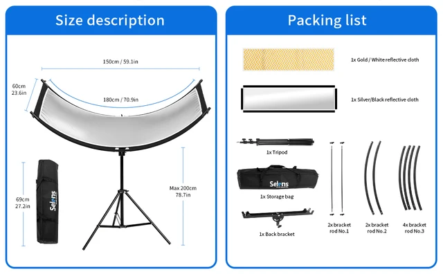 Selens-u-三脚付き反射板 折りたたみ式写真ライト 反射スクリーン 写真スタジオキット 写真アクセサリー Selens-u-三脚付き反射板,折りたたみ式写真ライト,反射スクリーン,写真