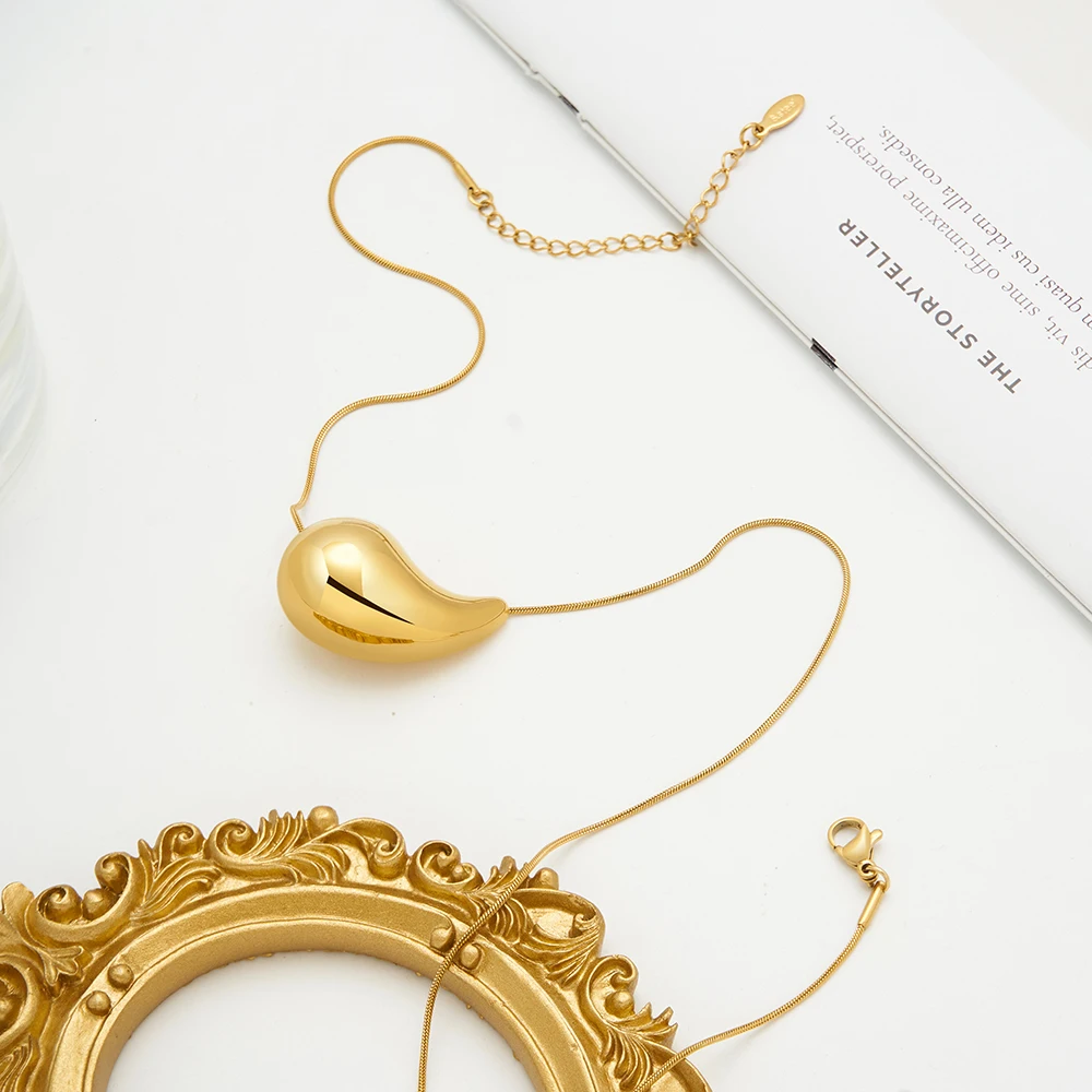 ENFASHION Collares Para Mujer Hollow Rain Drop Necklace For Women's Stainless Steel 18k Gold Plated Jewelry BIrthday P233419