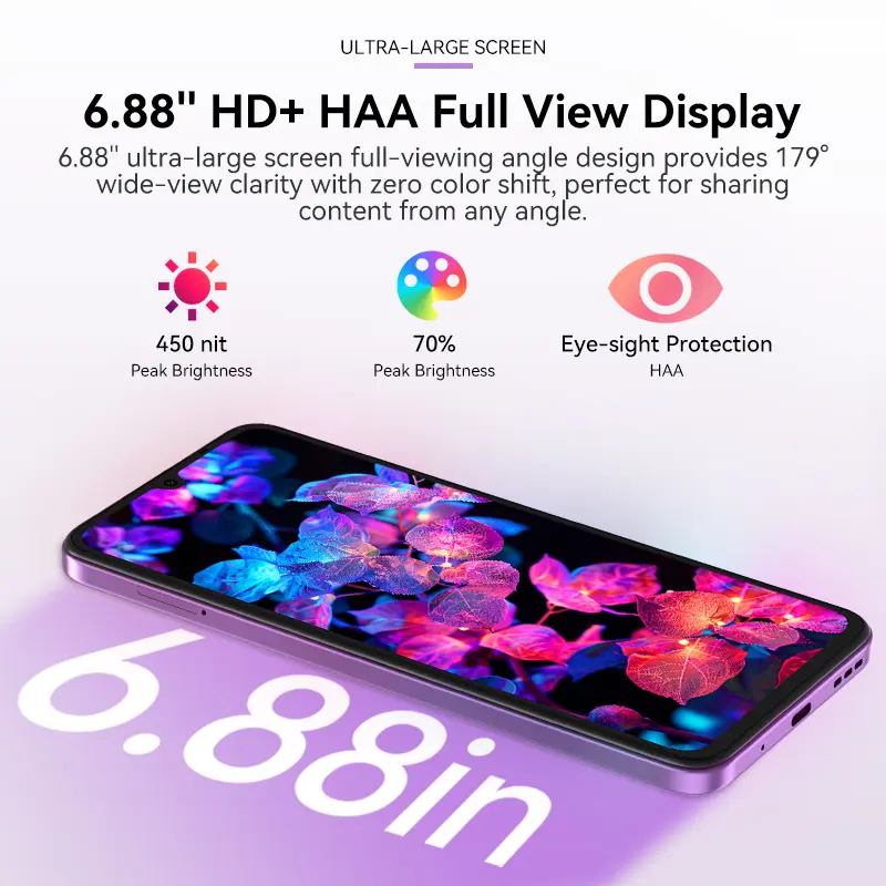 IIIF150 Action A5Pro Phone Android 15 Go Smartphone 12GB RAM 256GB ROM 6.8inch HD+ HAA Display Dual Screen Design 5100mAh Batter - Image 4