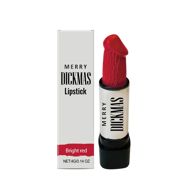 Merry Dickmas Lipstick Rose Red Pink Waterproof Naughty Gift Unique Design Funny Christmas Gift Stocking Stuffers for Woman Gift