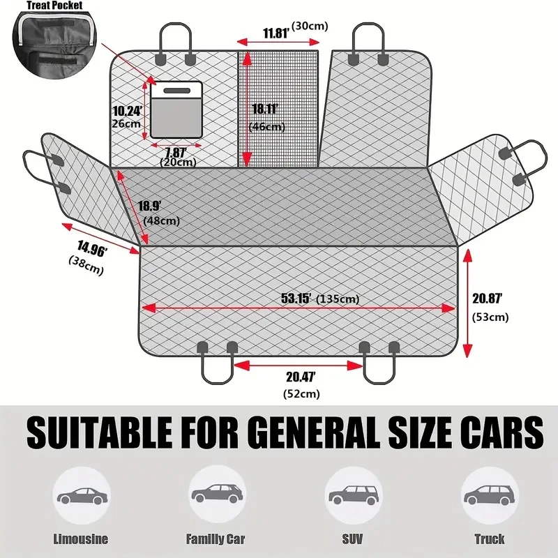 Universal Pet Car Seat Cover Waterproof Mesh Window Storage Pocket Durable Scratchproof Nonslip Dog Car Hammock