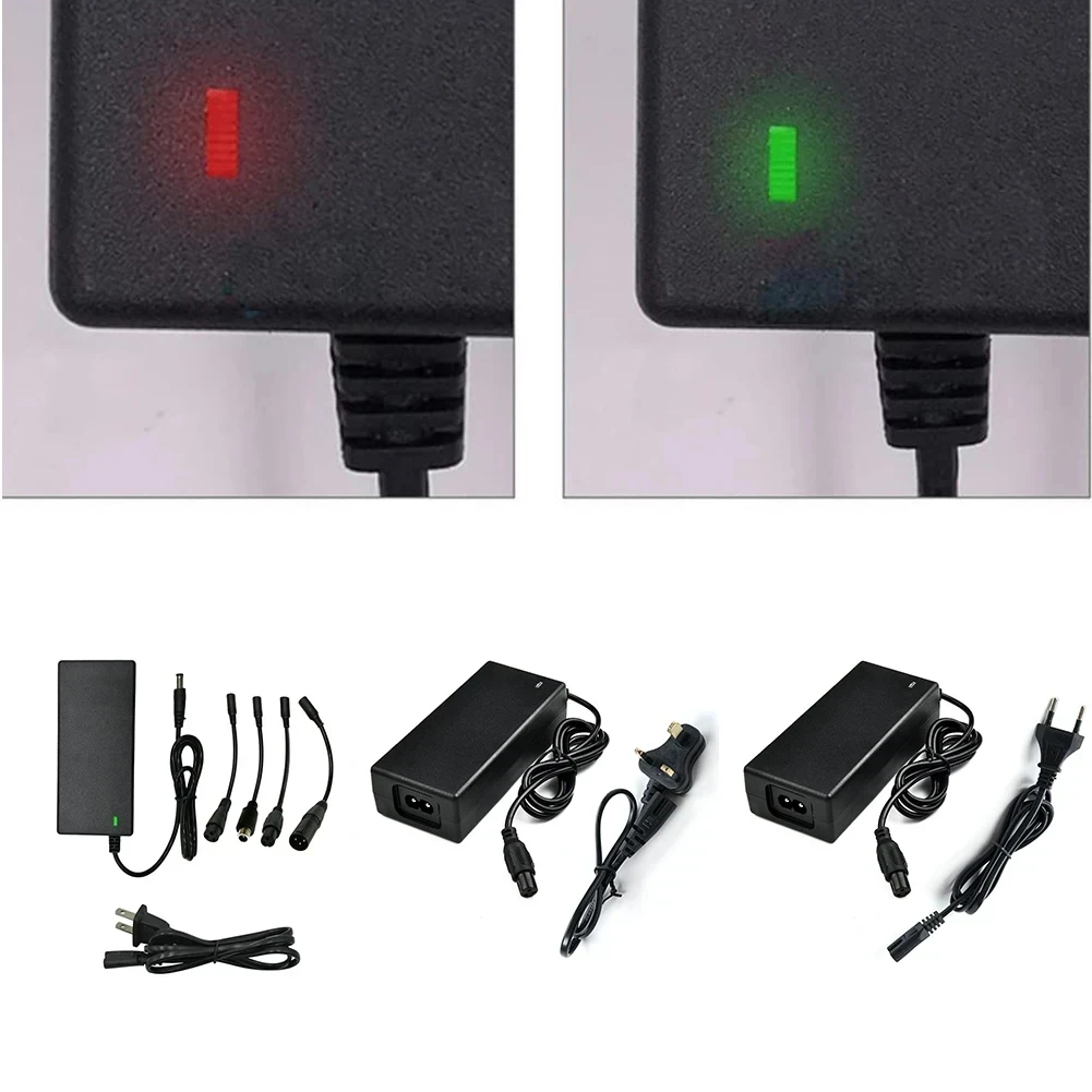 Electric Scooter Power Adapter AC 100-240V DC 42V 2A Black US/EU/UK Plugs For 24-36V Lithium Batteries