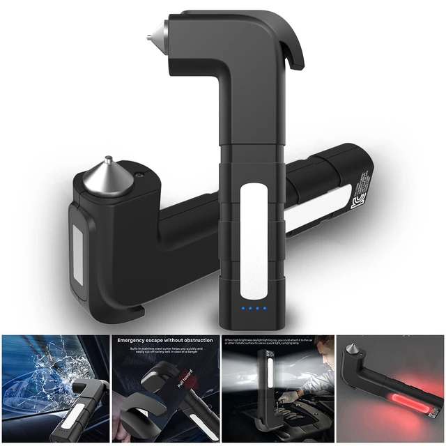 Car Safety Hammer with Flashlight LED Multi-Function Flashlight Emergency  Car Escape Tool Window Glasses Breaker Seatbelt Cutter - AliExpress