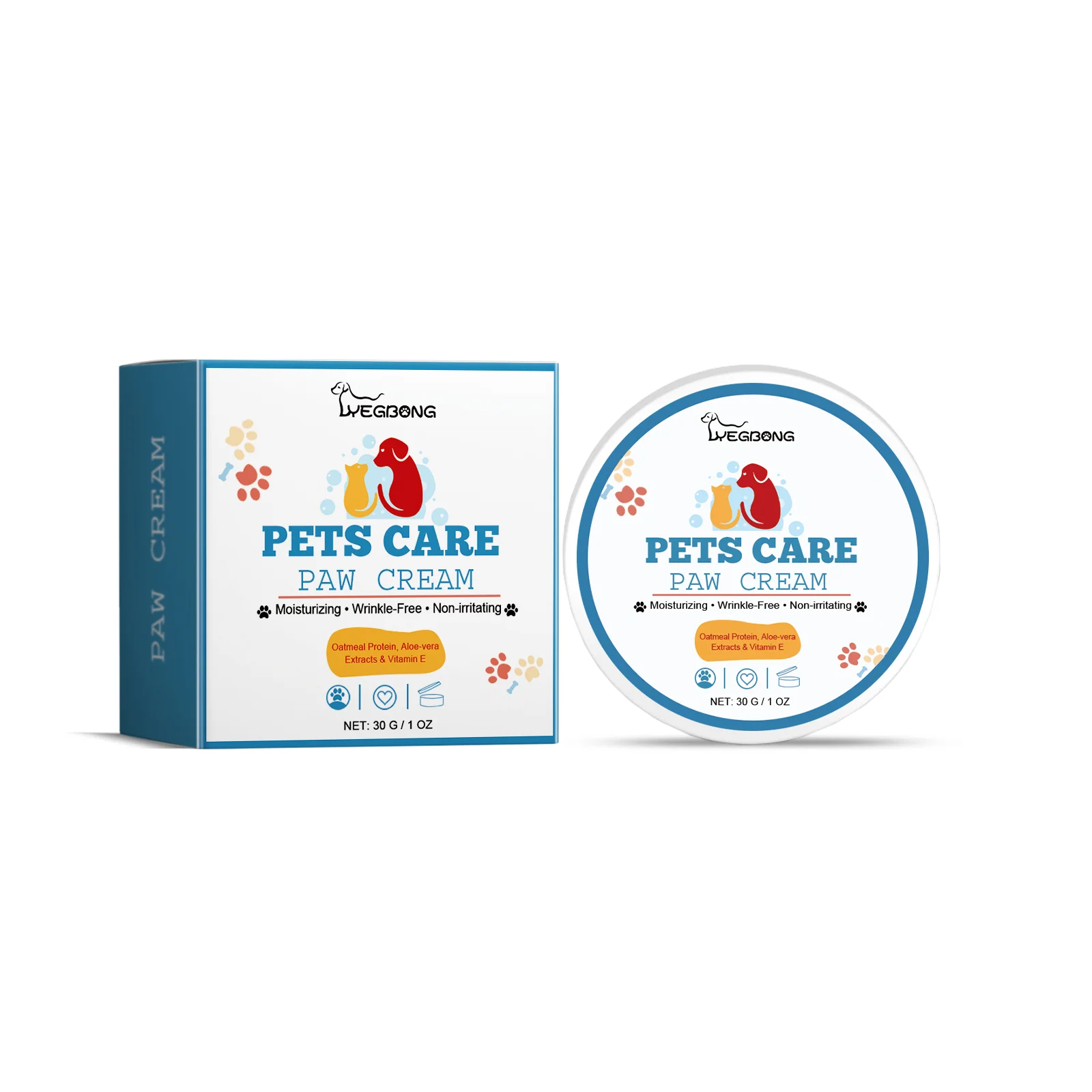 Yegbong 30g Pet Paw Care Cream Dogs Cats Nourish Paw Skin Moisturizing Soothe Itching Foot Mat Care Anti Cracked Feet Cream