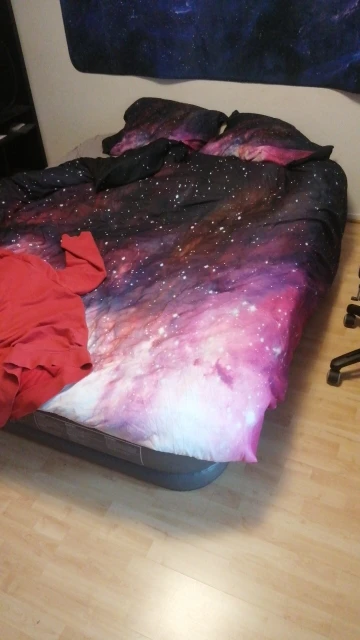 Luxury Galaxy Dark Blue Bedding Set Twin Full Queen King Size Duvet Cover Set Shining Stars Starry Sky Kids Adults Comforter Set photo review