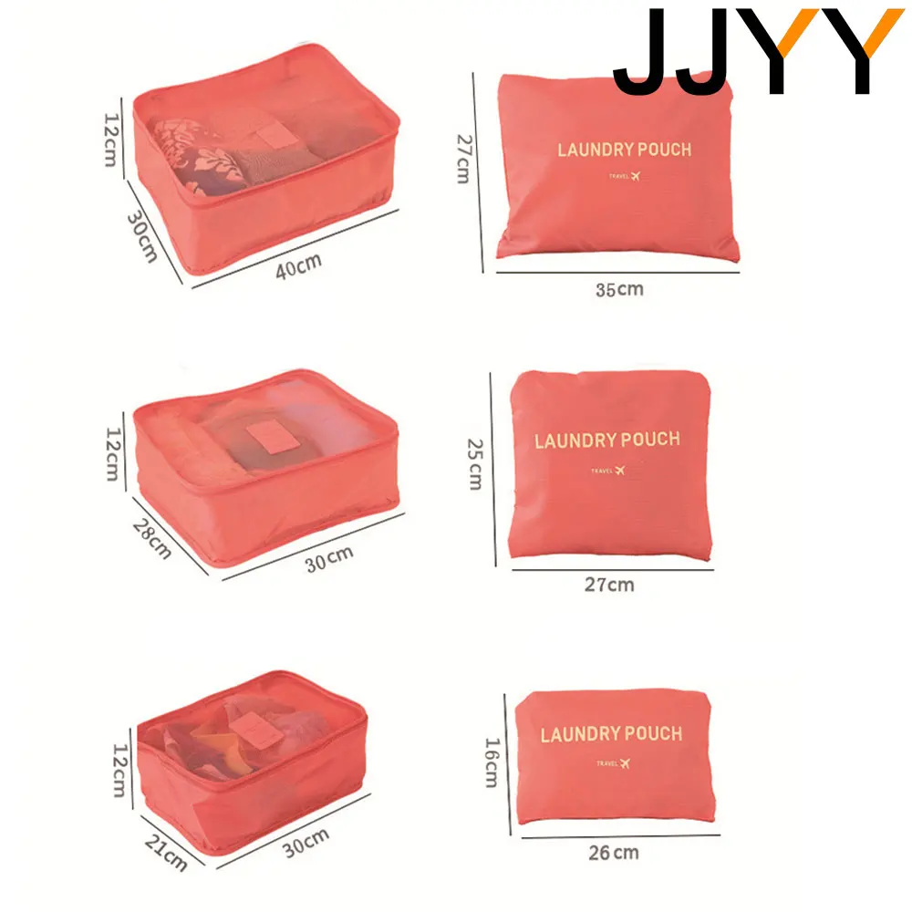 JJYY 1Set/6Pcs Travel Storage Bag Set for Clothes Tidy Organizer Luggage Pouch Suitcase Handbag Closet Divider Drawer 6