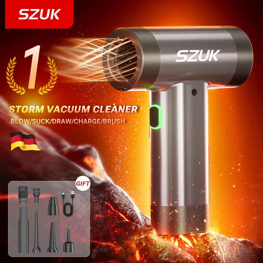 SZUK NEW Mini Air Blower Handheld Portable Turbo Fan Brushless Motor Dust Fan Turbofan air blower Powerful Car Vacuum Cleaner 1