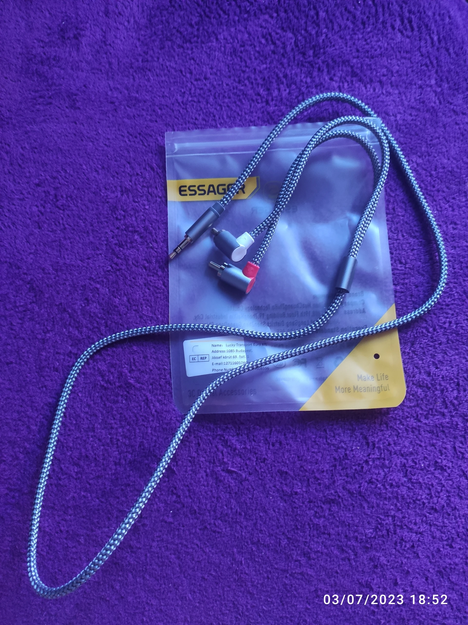 90° Angle RCA Audio Stereo Cable Jack 3.5mm to 2RCA Cable Splitter