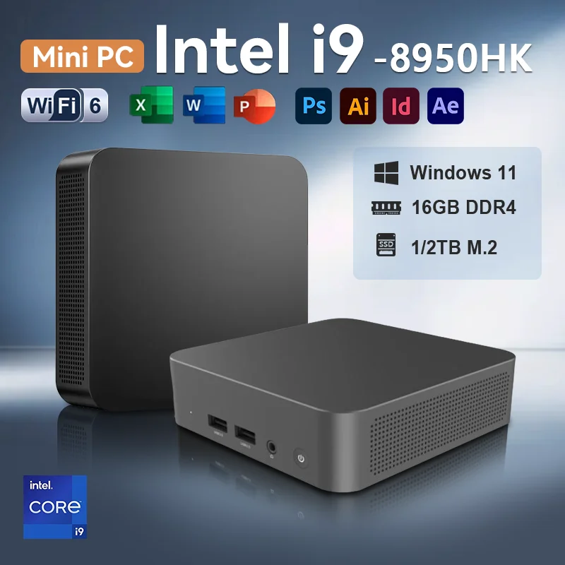 Mini PC con Windows 11 Pro, Intel Core i9-8950HK, 16GB, LPDDR4