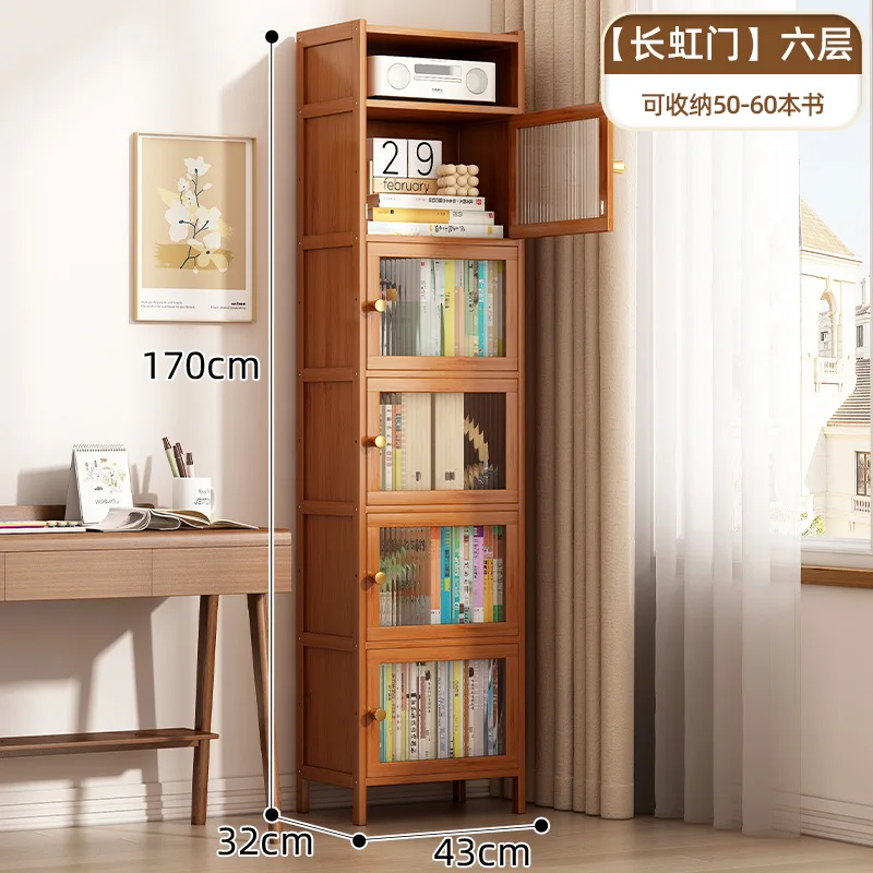 Bamboo Bookshelf with Acrylic or Opaque Doors &ndash; Multi-Tier Bookcase for Home and Office Storage Shelves for Books Decor and More