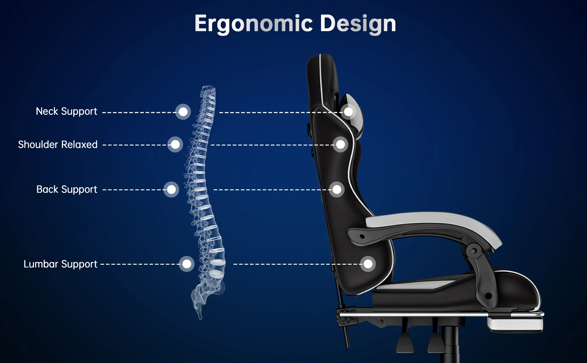 Gaming Chair with Footrest Gamer Chairs Ergonomic with Lumbar Cushion Headrest Gaming Chair Height Adjustable Computer Chair