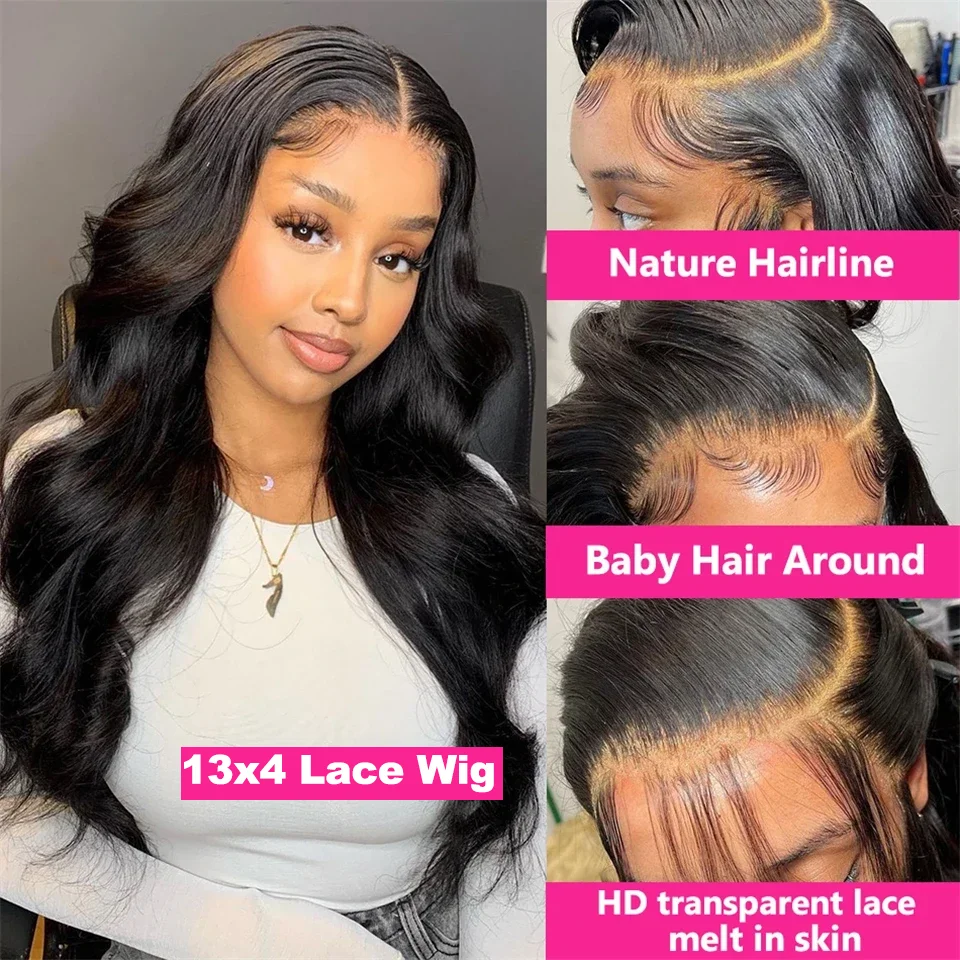 Perruques 100% Cheveux Humains Vietnamiens Densité 300% Body Wave 13X6 Pré-Pluckées Lace Frontal Pour Femmes 5×5 Sans Colle