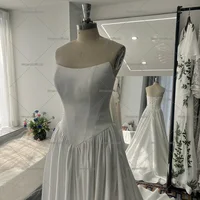 Mryarce 2025 Trends Basque Waist Elegant Wedding Dresses Strapless Silk Satin A Line Bridal Gowns 2