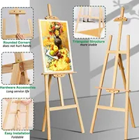 1.5m Artist Easel,Portable Adjustable Wooden Sketch Easel Sketch Drawing For Artist Art Supplies Stand,A-Frame Easel 2