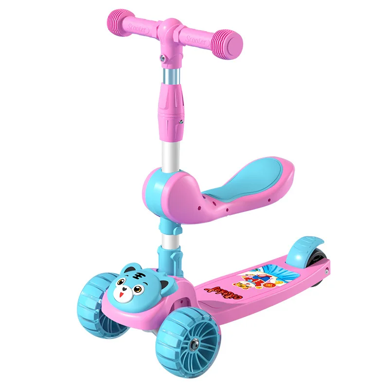 Scooter 2 en 1 con asiento y canasta Patín de dos posiciones para niños