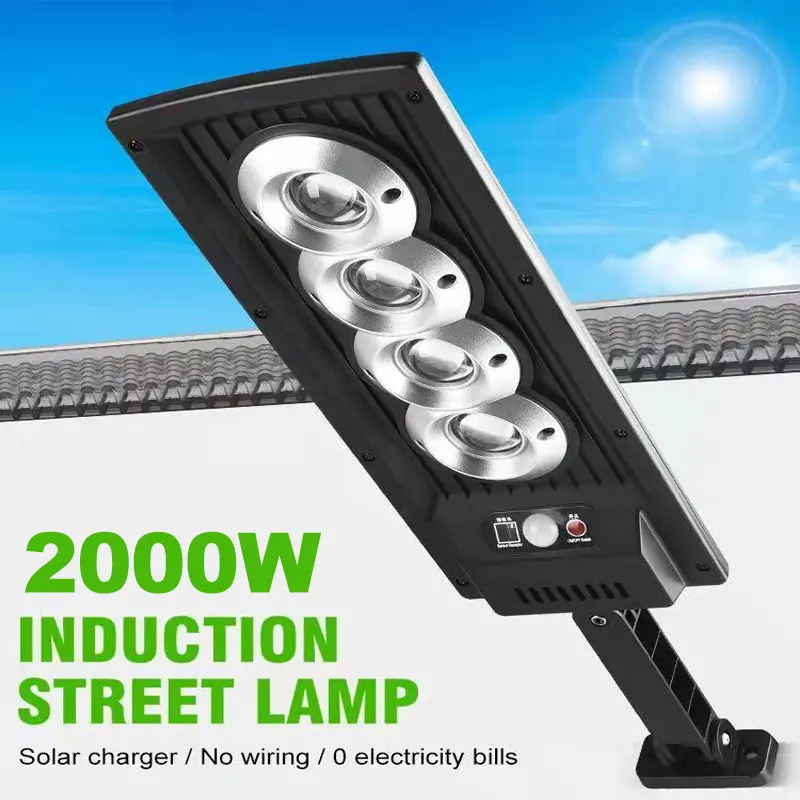 

2000W New Solar LED Charging Street Lamp Outdoor Waterproof Human Sensing Remote Control COB Wall Lamp Courtyard Lighting