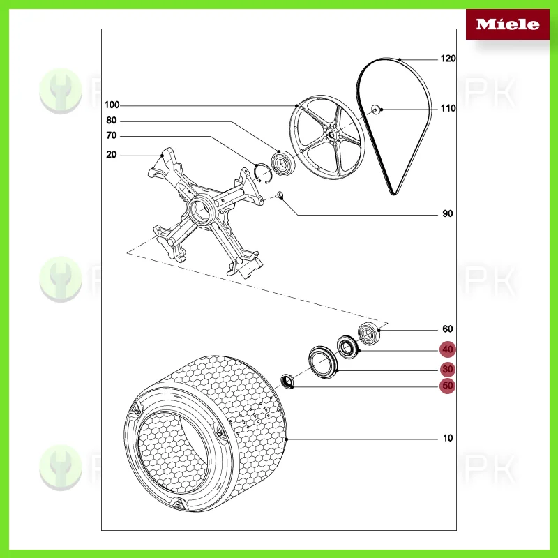 Bachelor ' s belt for Miele 9570840 9570841 7619611 10397030  