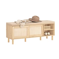 Shoe bench with seat with sliding doors