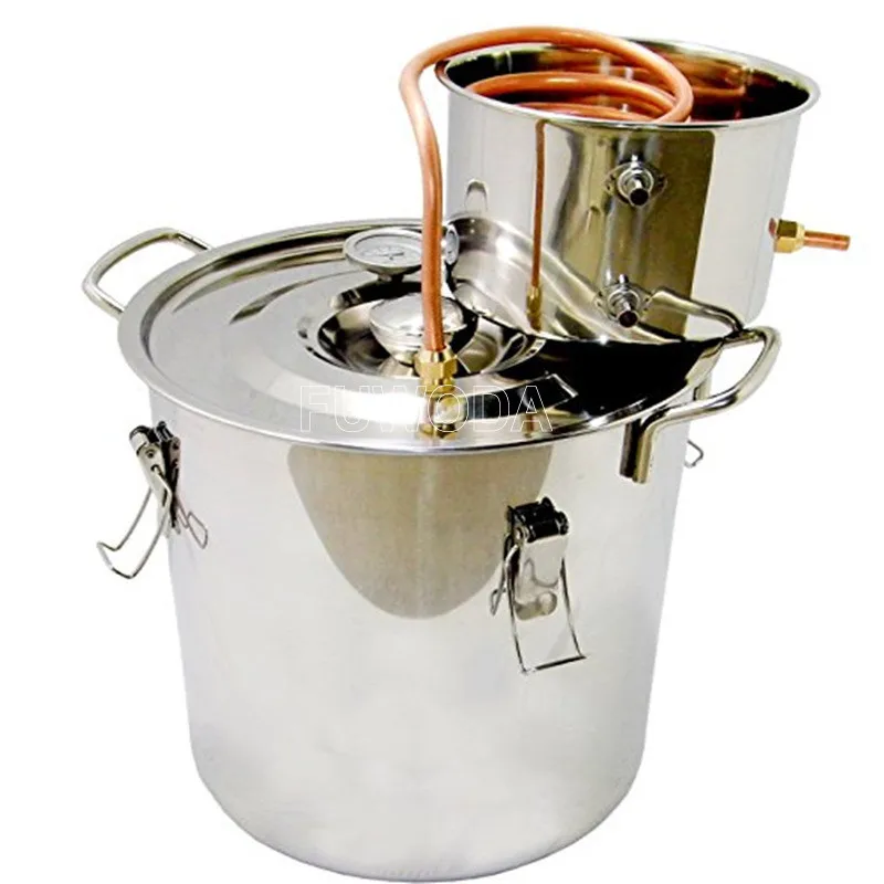 12L/20L/33L Alcohol Distiller Copper Tube Moonshine Home Brew Wine Making Kit Stainless Steel 4