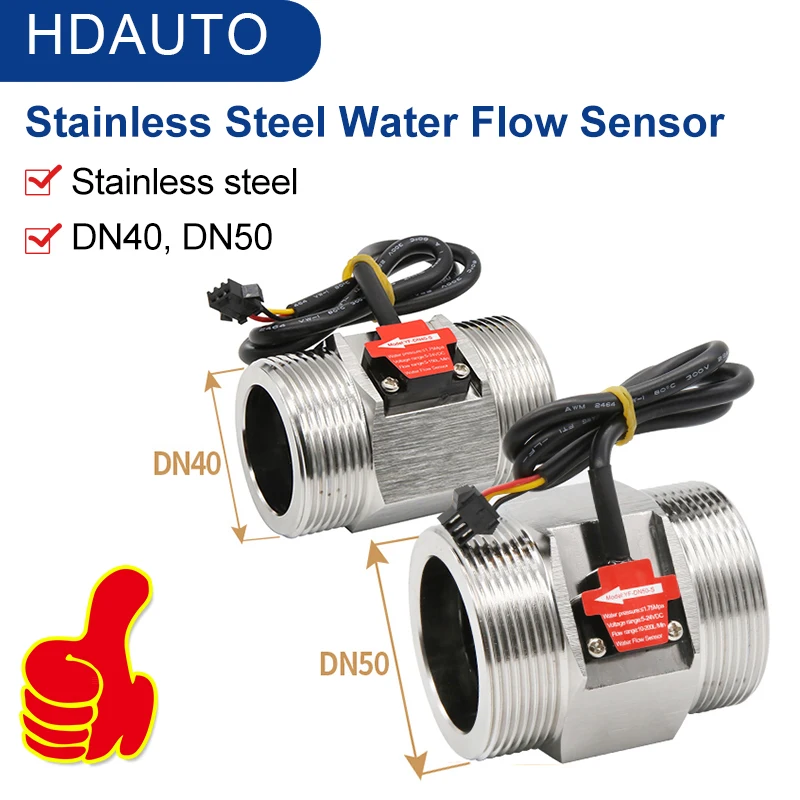 304 Stainless Steel Water Flow Sensor Dn40 Dn50 Water Flow Detection 1.